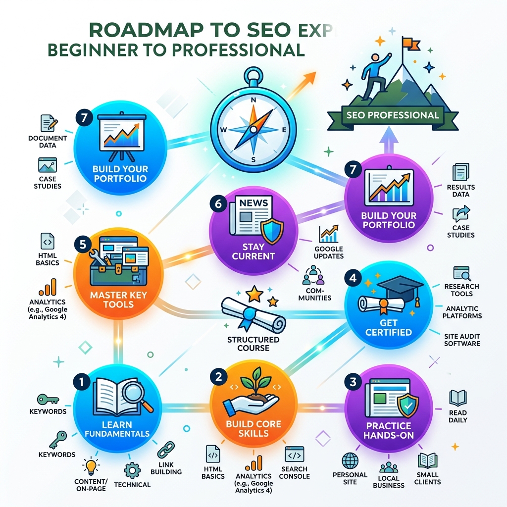 Step-by-step infographic: how to become an SEO expert from beginner to professional - how to become a seo expert infographic Step-by-step infographic: how to become an SEO expert from beginner to professional - how to become a seo expert infographic