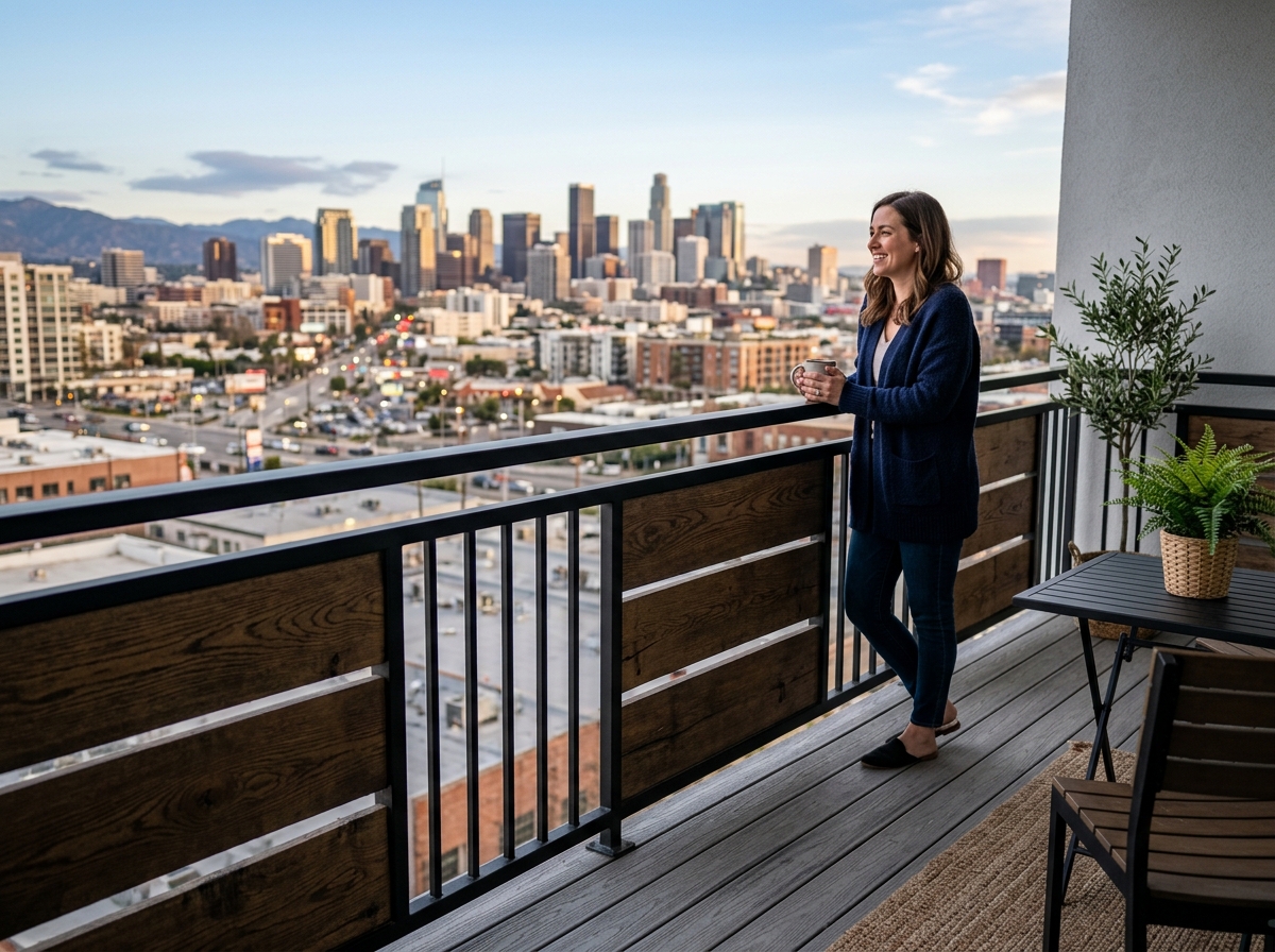 Mixed-material wood and metal balcony fence providing a rustic modern aesthetic - fence design for balcony