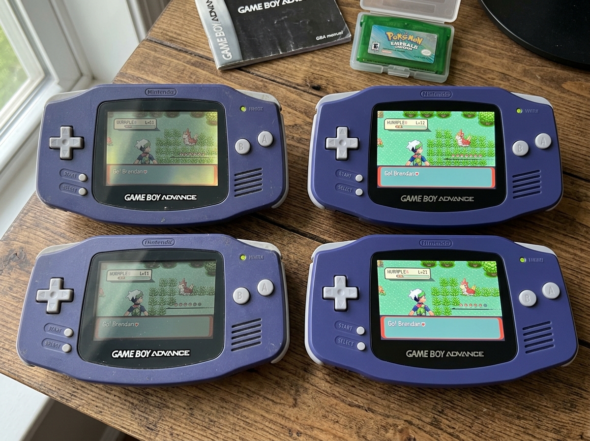 Original GBA screen contrast vs OLED inky blacks - GBA OLED mod kit