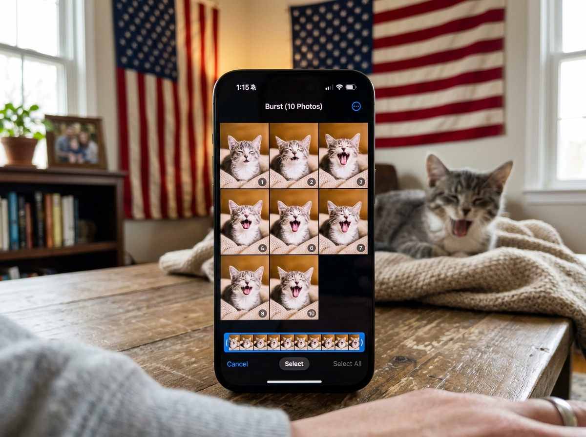 Burst Mode in action creating multiple similar shots - merge duplicate photos iphone