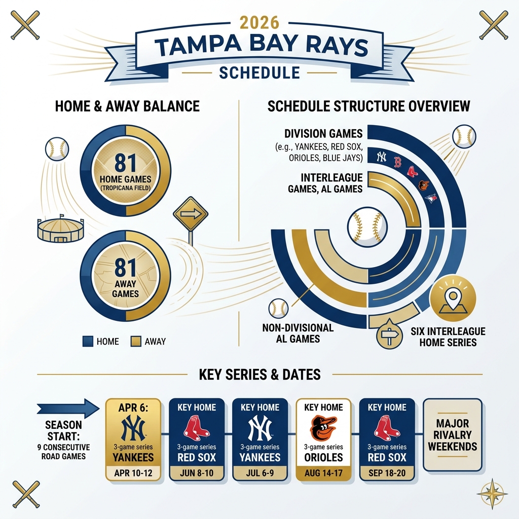 2026 Tampa Bay Rays schedule structure infographic showing home away games key series dates - Rays Tampa Bay schedule 2026 Tampa Bay Rays schedule structure infographic showing home away games key series dates - Rays Tampa Bay schedule