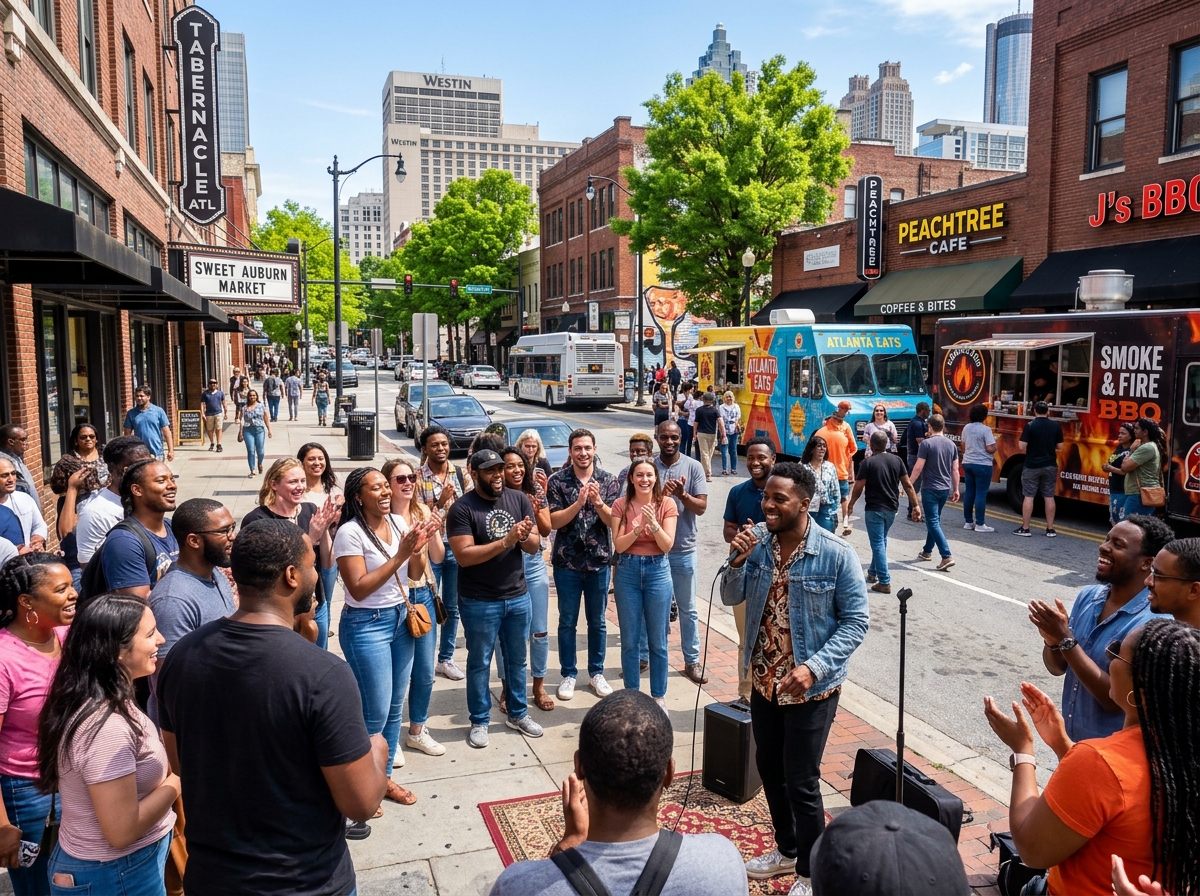 Atlanta street scene where local comedy flourishes - Scam Like Lee Atlanta street scene where local comedy flourishes - Scam Like Lee