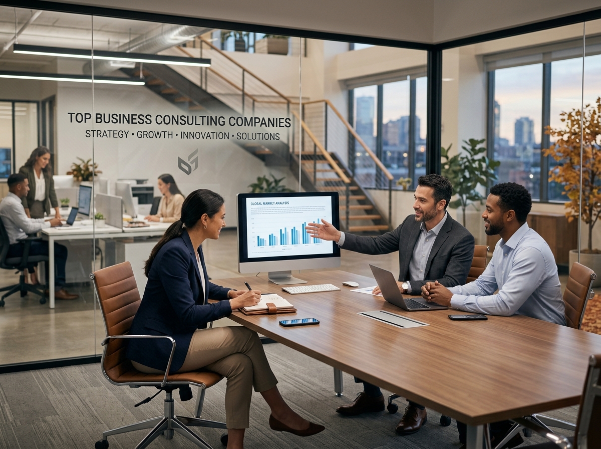 Modern data visualization showing digital transformation trends and AI adoption across industries - top business consulting