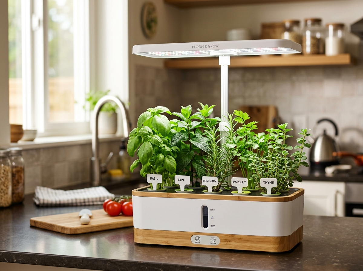 compact countertop herb garden with bright LED grow lights - herb garden starter kit compact countertop herb garden with bright LED grow lights - herb garden starter kit