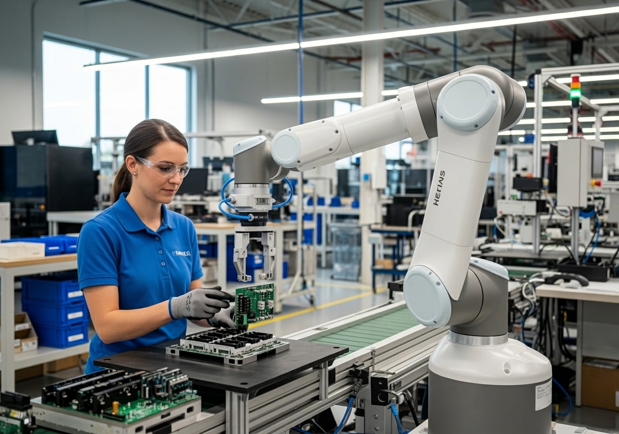 collaborative robot working with engineer - advanced manufacturing