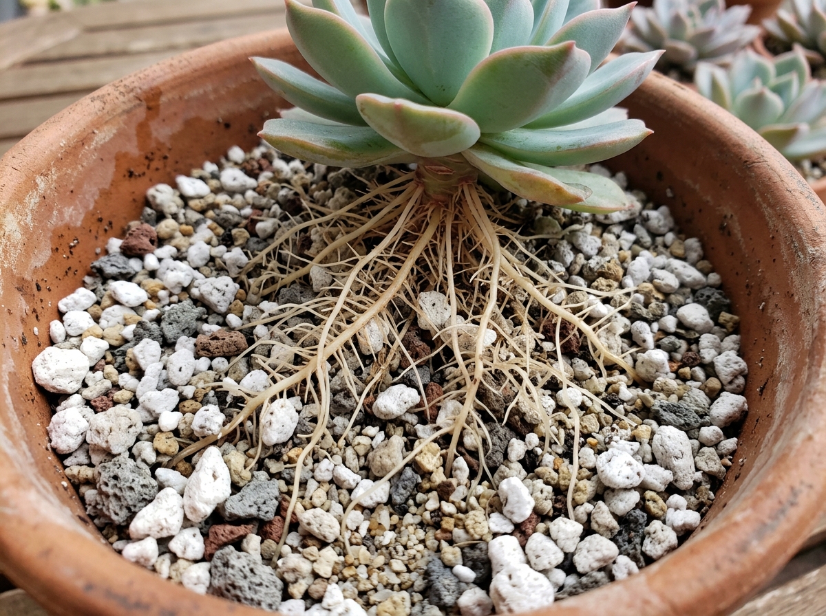 Succulent root systems thriving in porous, gritty soil - gritty soil for succulents Succulent root systems thriving in porous, gritty soil - gritty soil for succulents