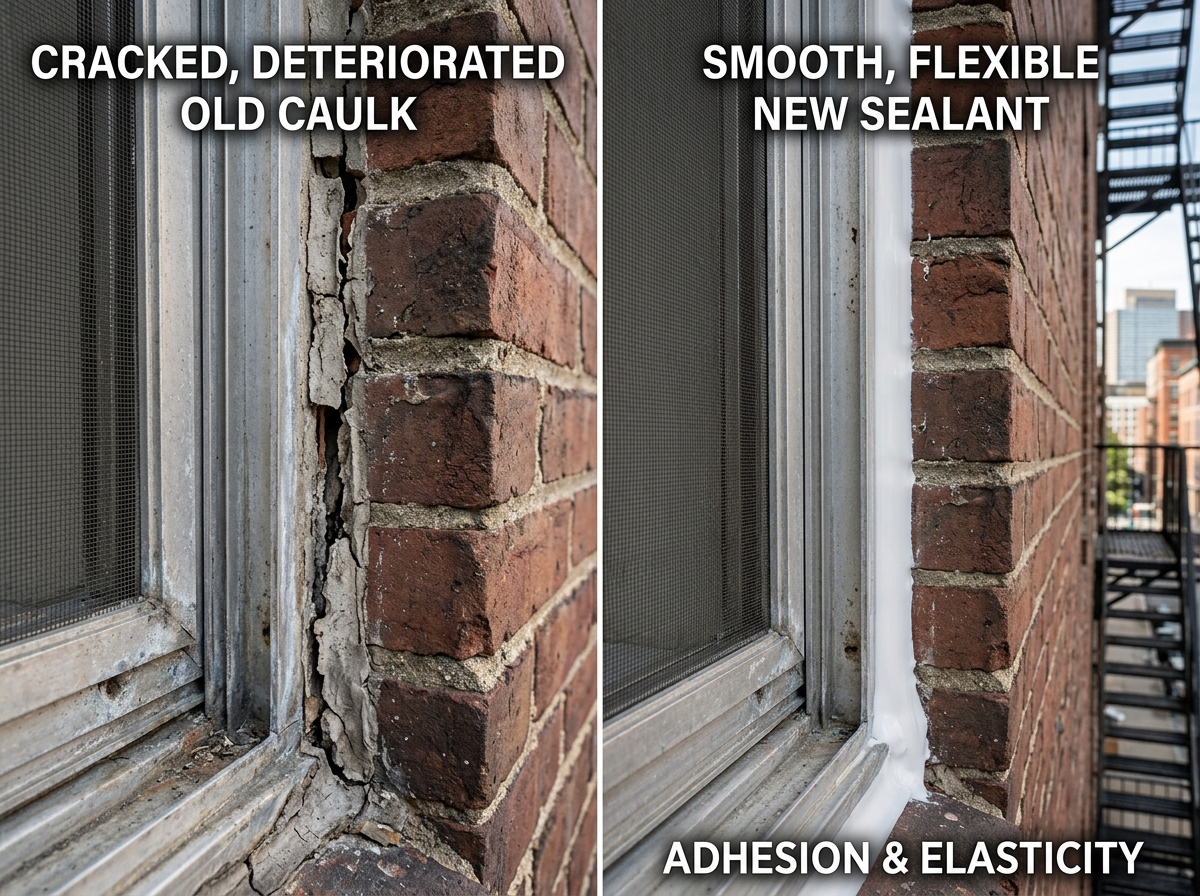 difference between cracked old caulk and flexible new sealant - best caulk for aluminum windows difference between cracked old caulk and flexible new sealant - best caulk for aluminum windows