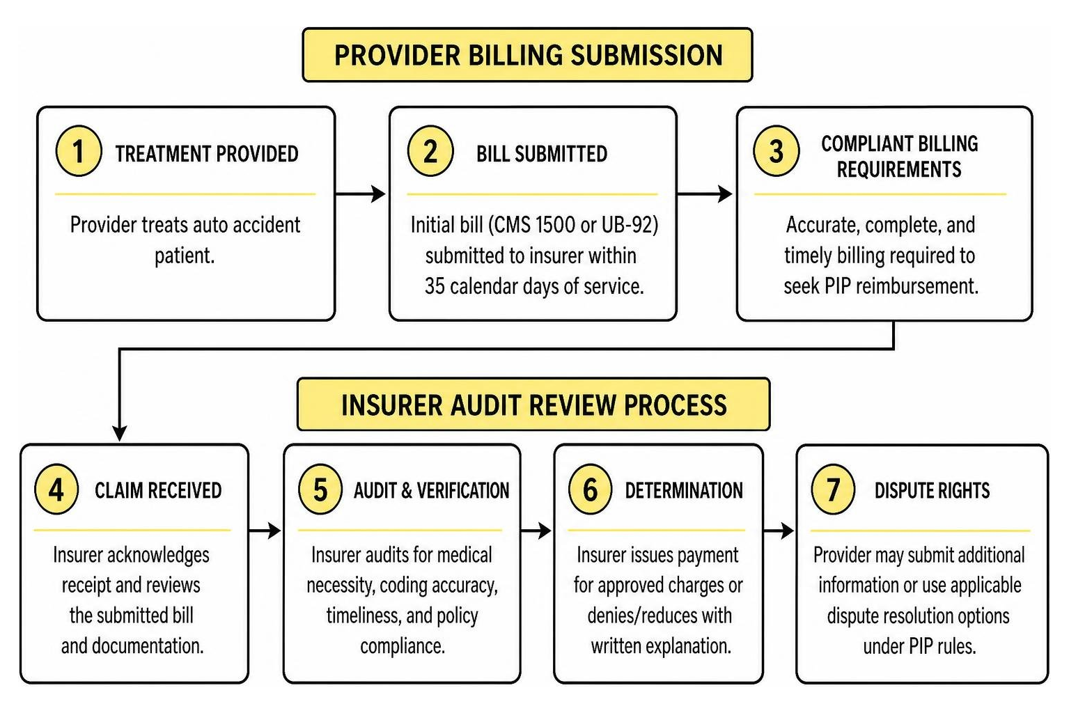 Provider billing submission and insurer audit review process