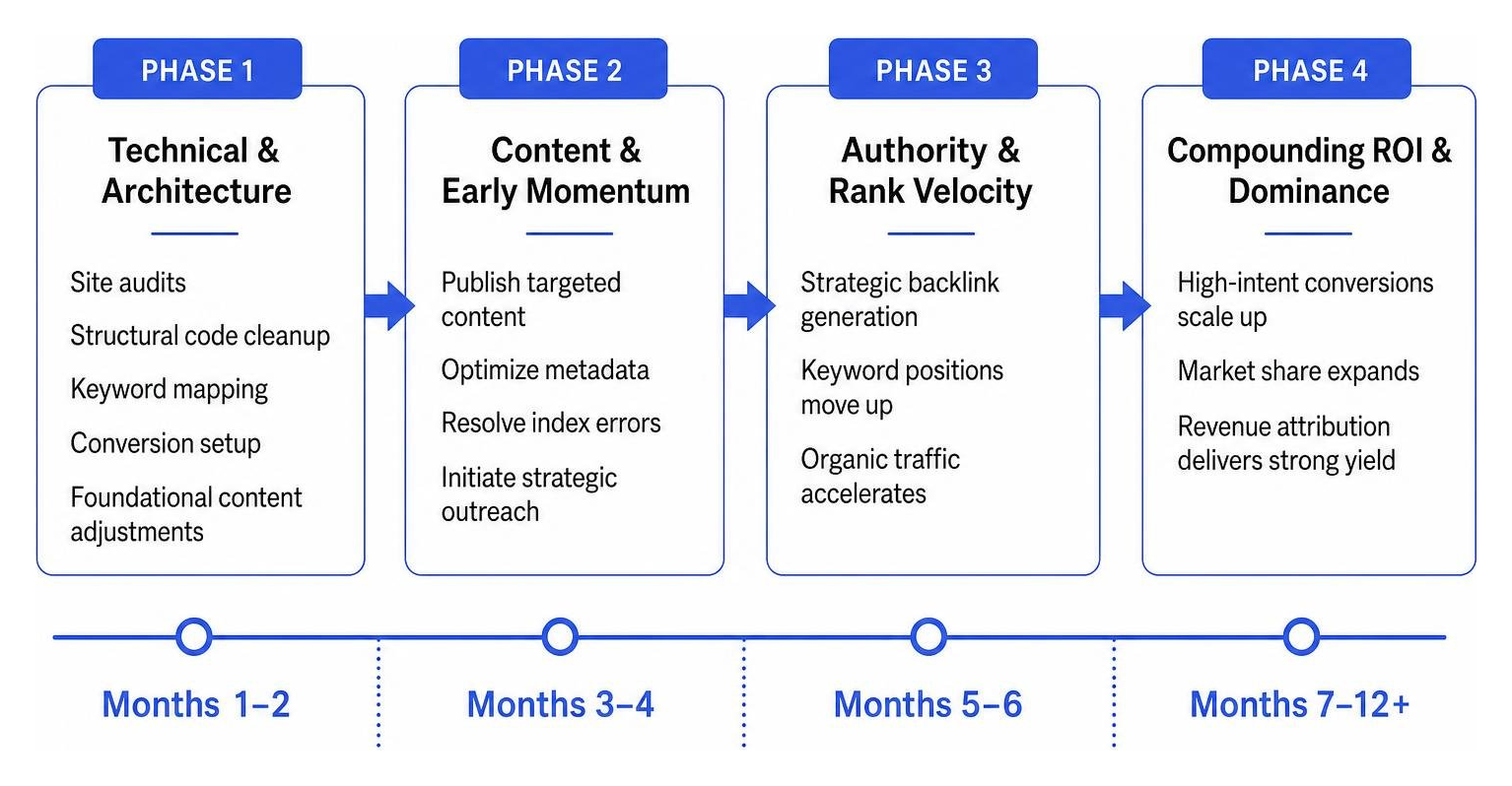 Timeline of expected search engine optimization growth phases