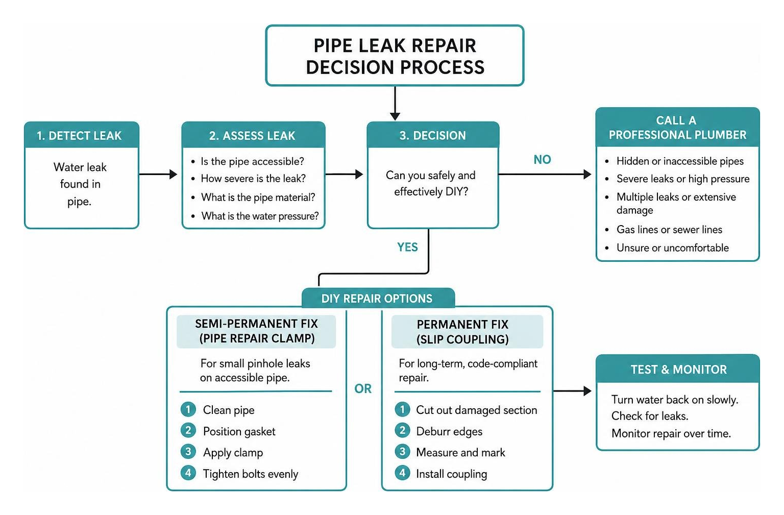 diagram of the pipe leak repair decision process diagram of the pipe leak repair decision process