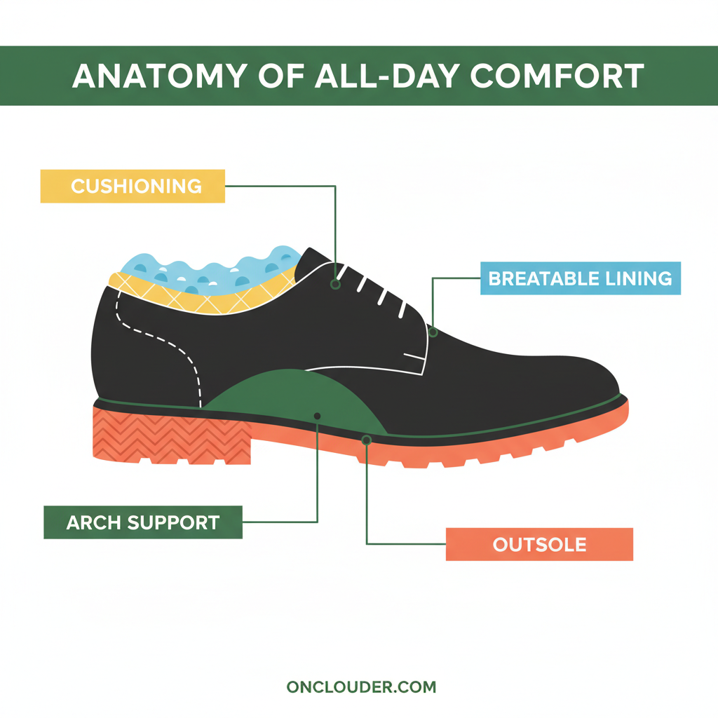 anatomy of a comfortable black dress shoe showing cushioning, arch support, outsole, and lining - best black dress shoes for anatomy of a comfortable black dress shoe showing cushioning, arch support, outsole, and lining - best black dress shoes for