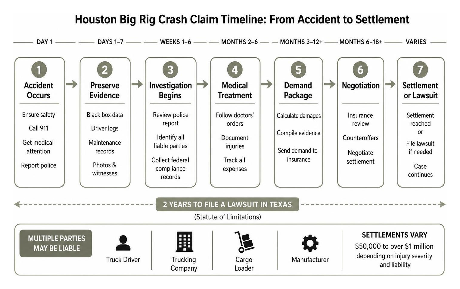 Houston big rig crash claim timeline from accident to settlement Houston big rig crash claim timeline from accident to settlement