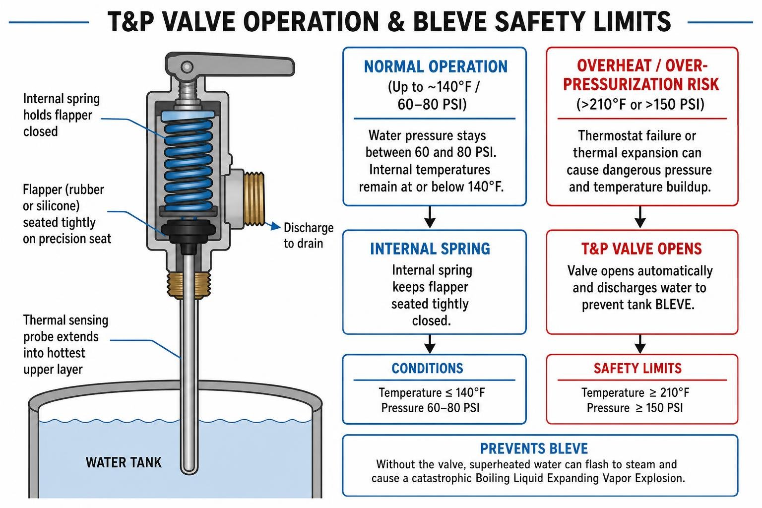 Diagram of T&P valve operation and BLEVE safety limits Diagram of T&P valve operation and BLEVE safety limits