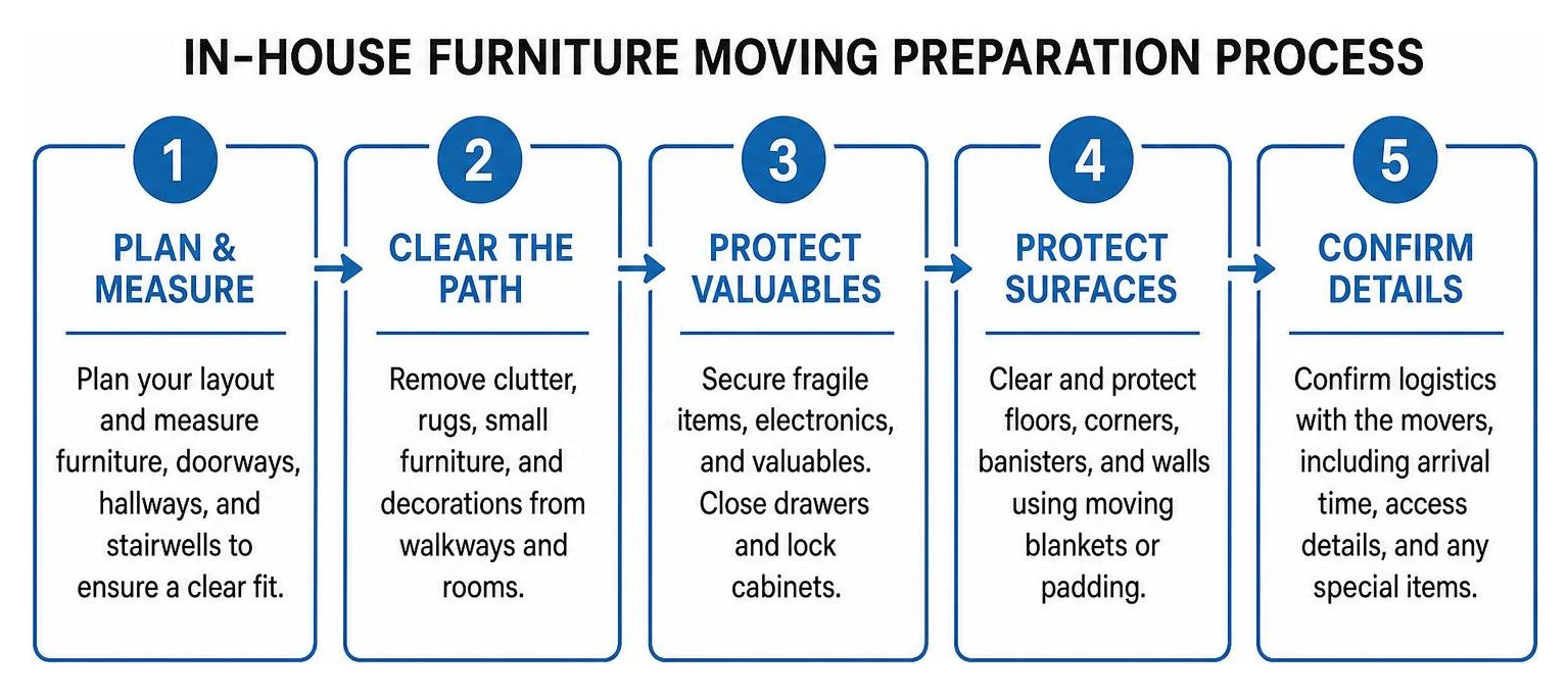 In-house furniture moving preparation process In-house furniture moving preparation process