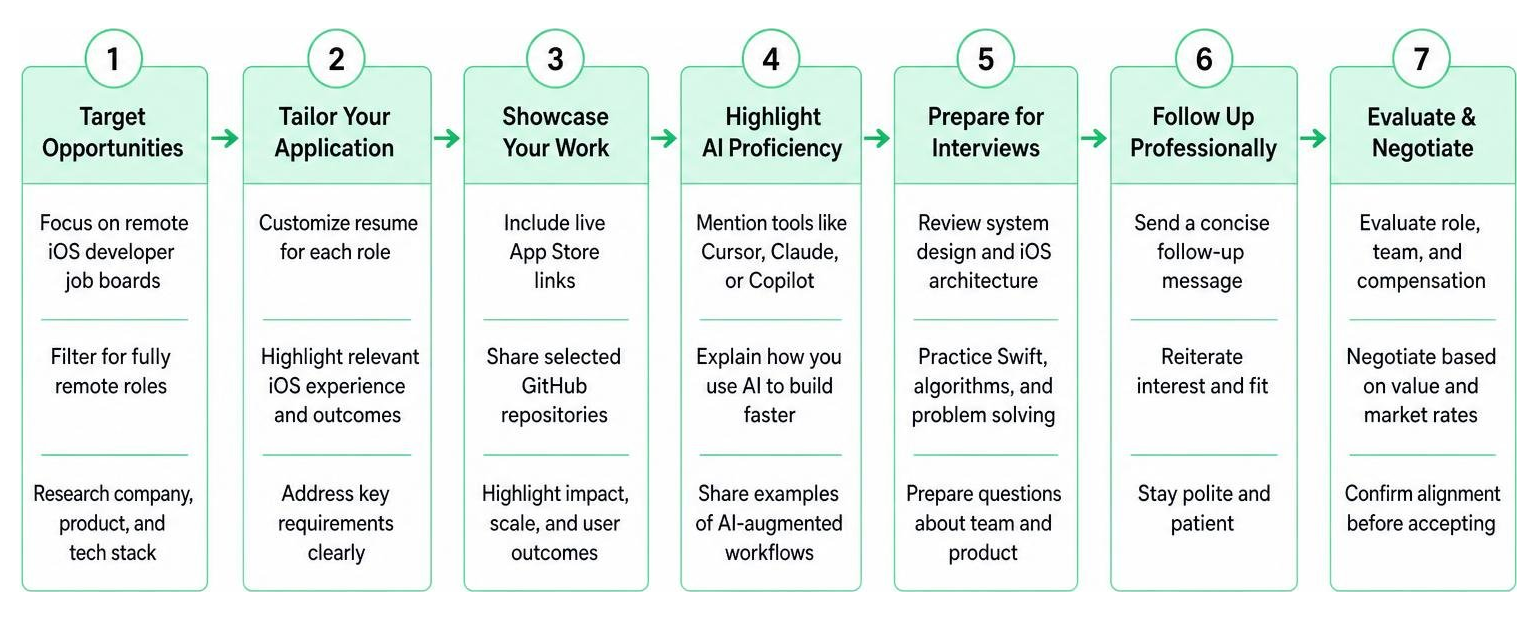 Strategic workflow for applying to remote iOS developer positions