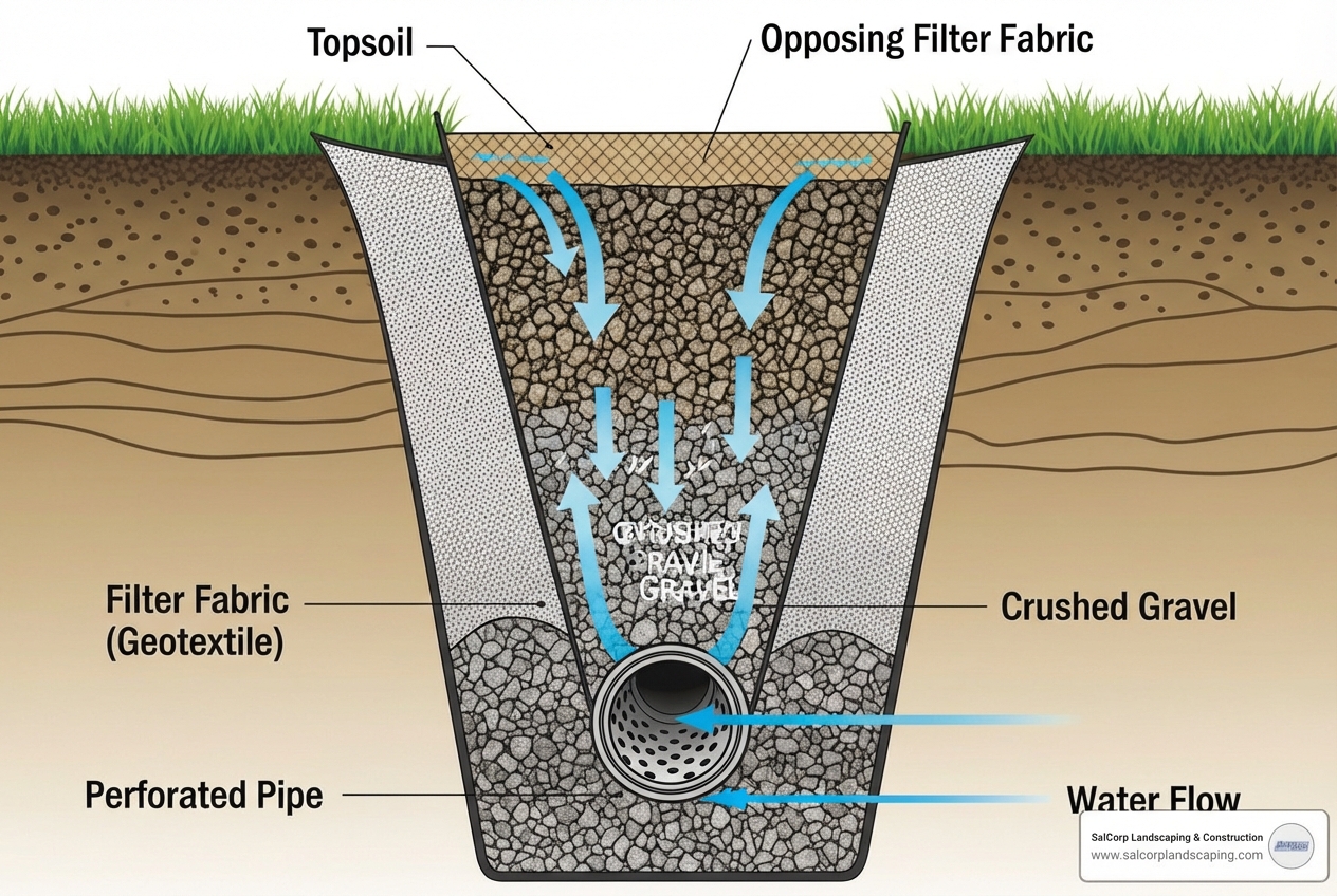 French drain diagram - cost of putting in french drain