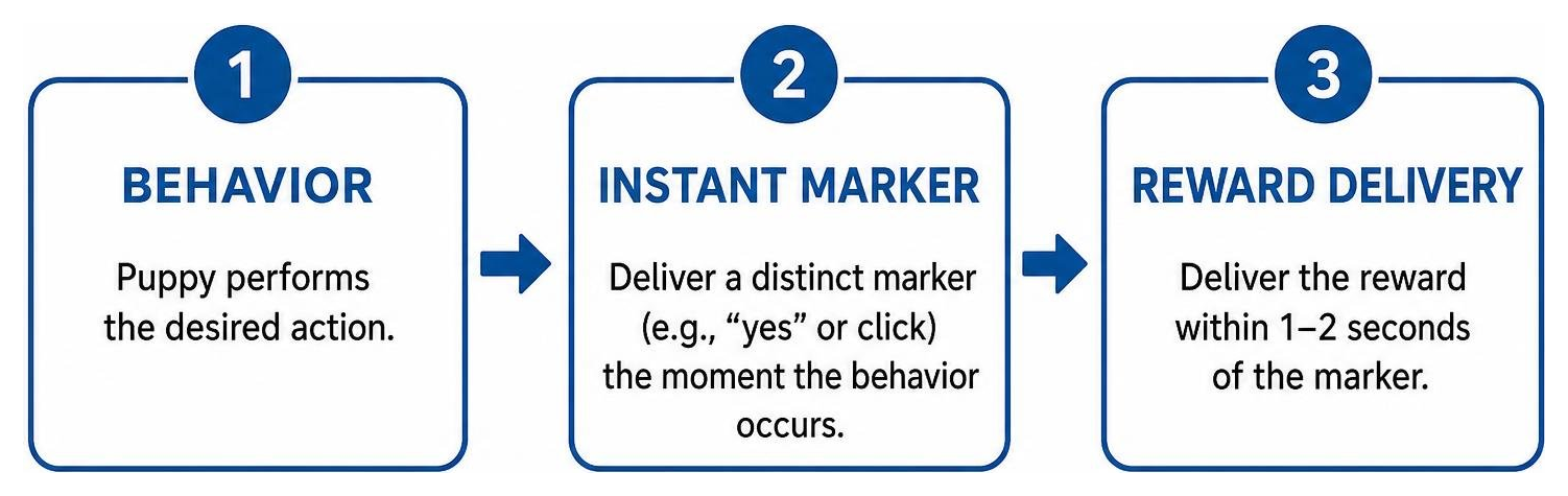 The reward delivery sequence: behavior, instant marker, reward delivery The reward delivery sequence: behavior, instant marker, reward delivery