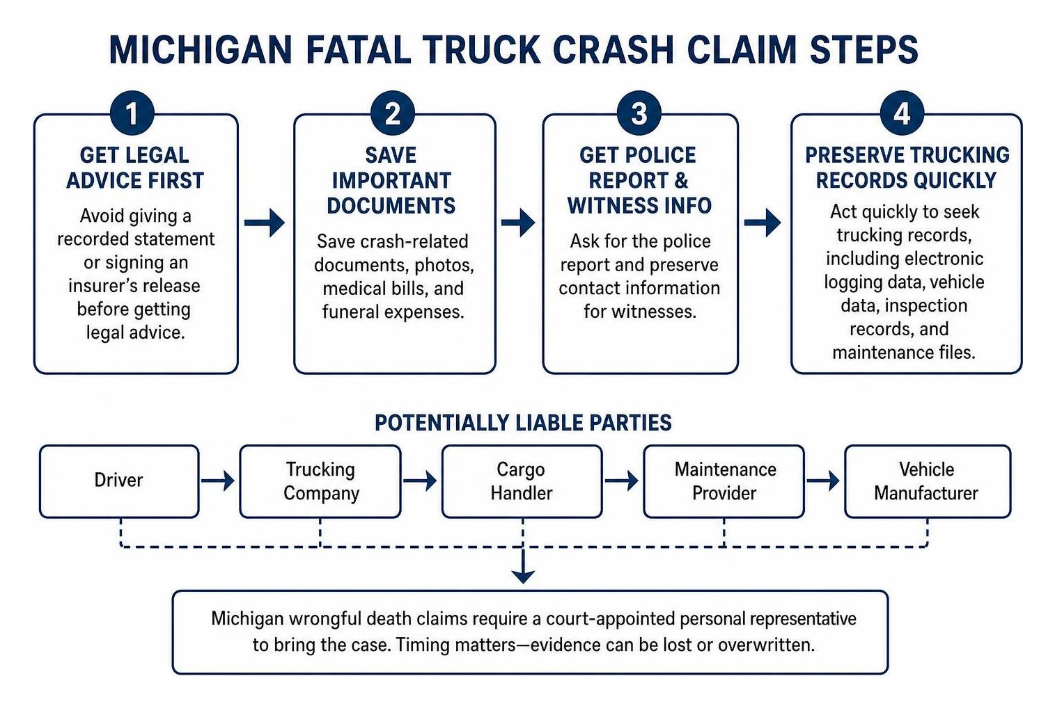 Michigan fatal truck crash claim steps Michigan fatal truck crash claim steps