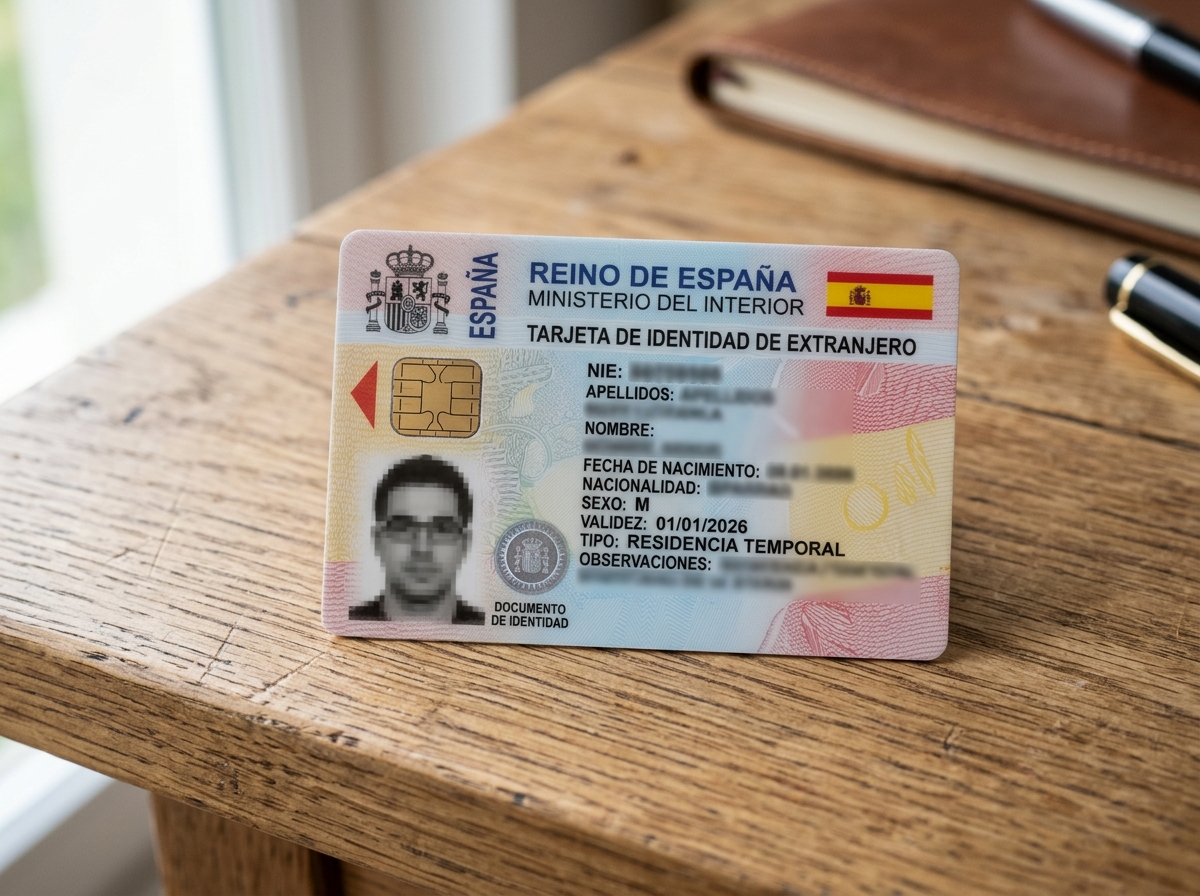 A close-up of a Spanish TIE residence card - Work permit Spain A close-up of a Spanish TIE residence card - Work permit Spain