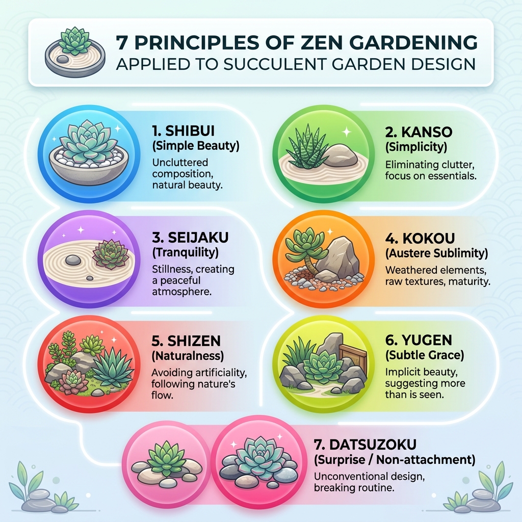 7 principles of Zen gardening applied to succulent garden design infographic - zen garden succulent designs infographic 7 principles of Zen gardening applied to succulent garden design infographic - zen garden succulent designs infographic