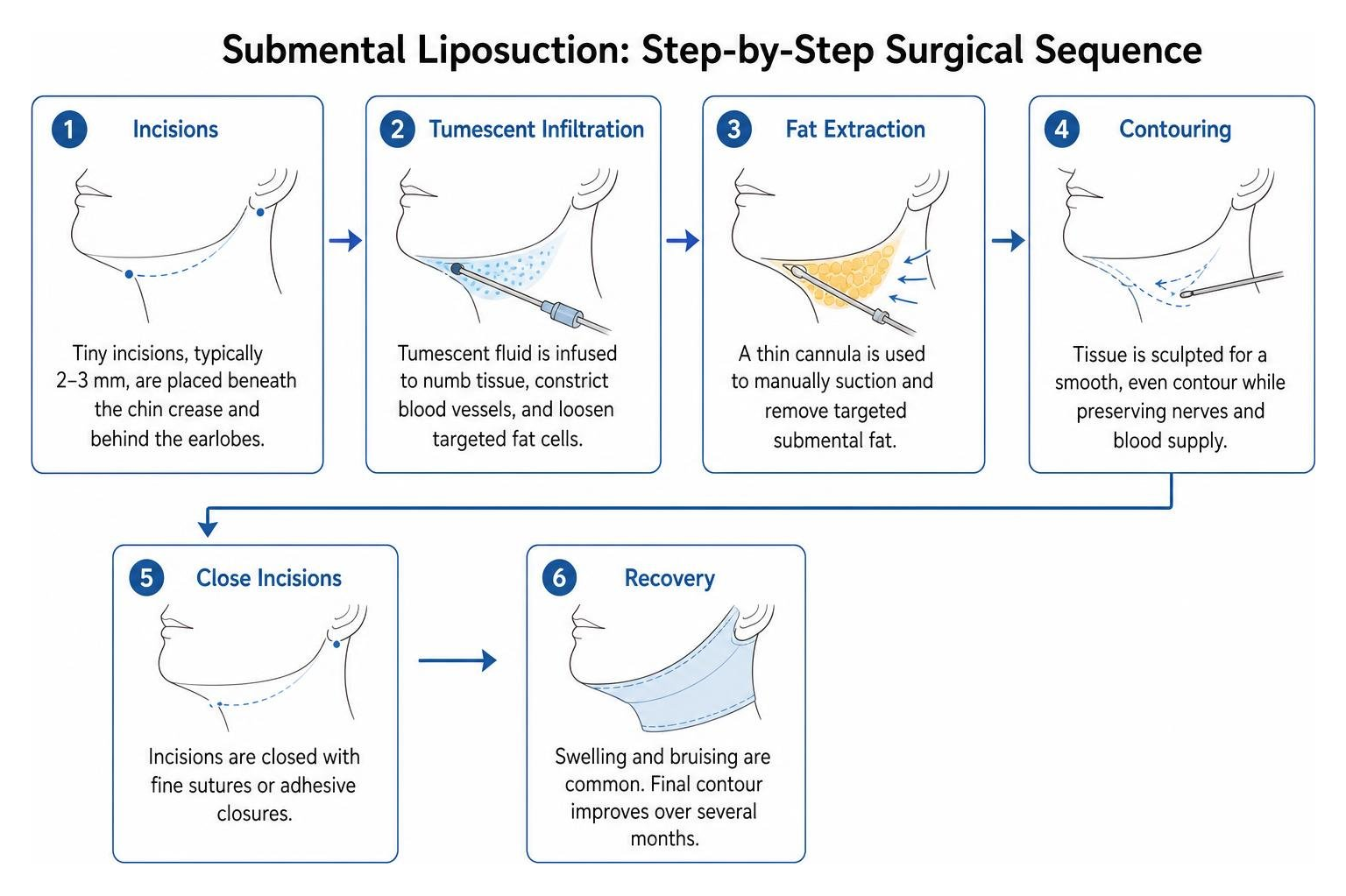 surgical step by step submental liposuction sequence