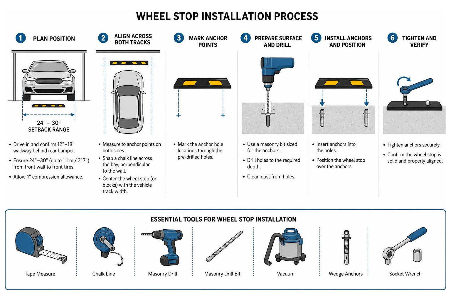 wheel stop installation process