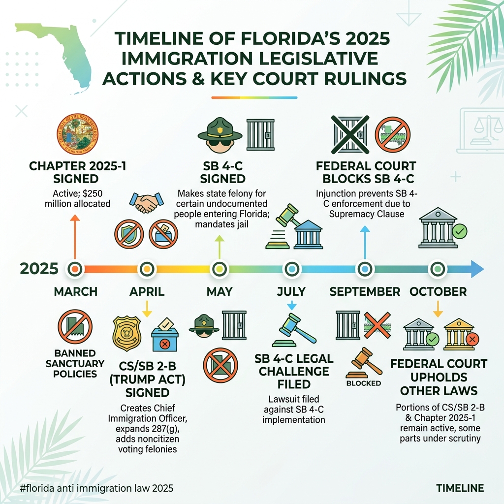Timeline of Florida's 2025 immigration legislative actions and key court rulings - florida anti immigration law 2025 Timeline of Florida's 2025 immigration legislative actions and key court rulings - florida anti immigration law 2025