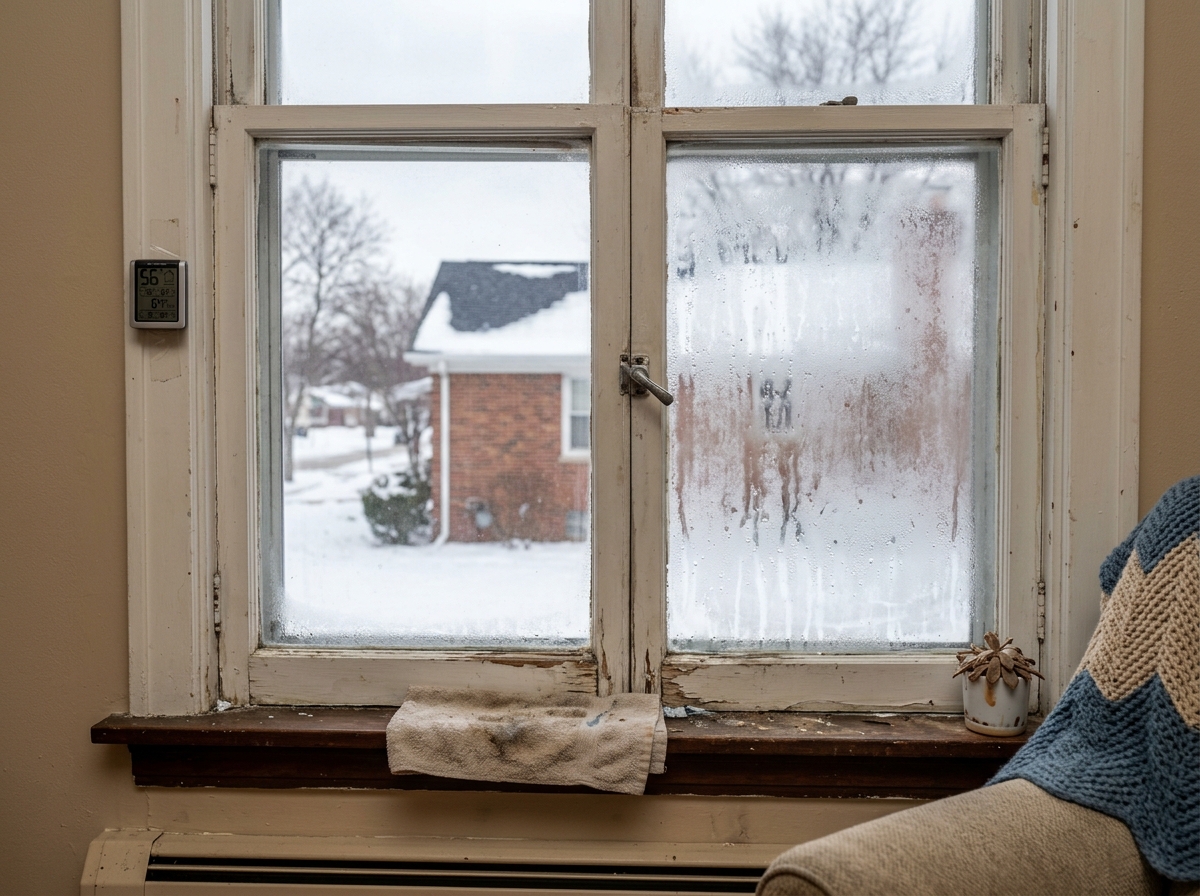 Drafty window with condensation and failing seals - window replacement Deerfield IL Drafty window with condensation and failing seals - window replacement Deerfield IL