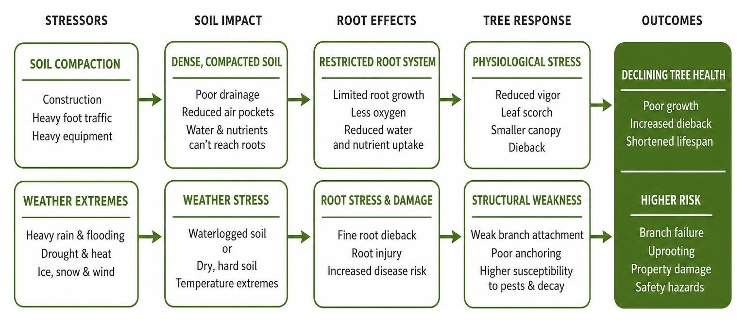 Impact of soil compaction and weather on tree health Impact of soil compaction and weather on tree health