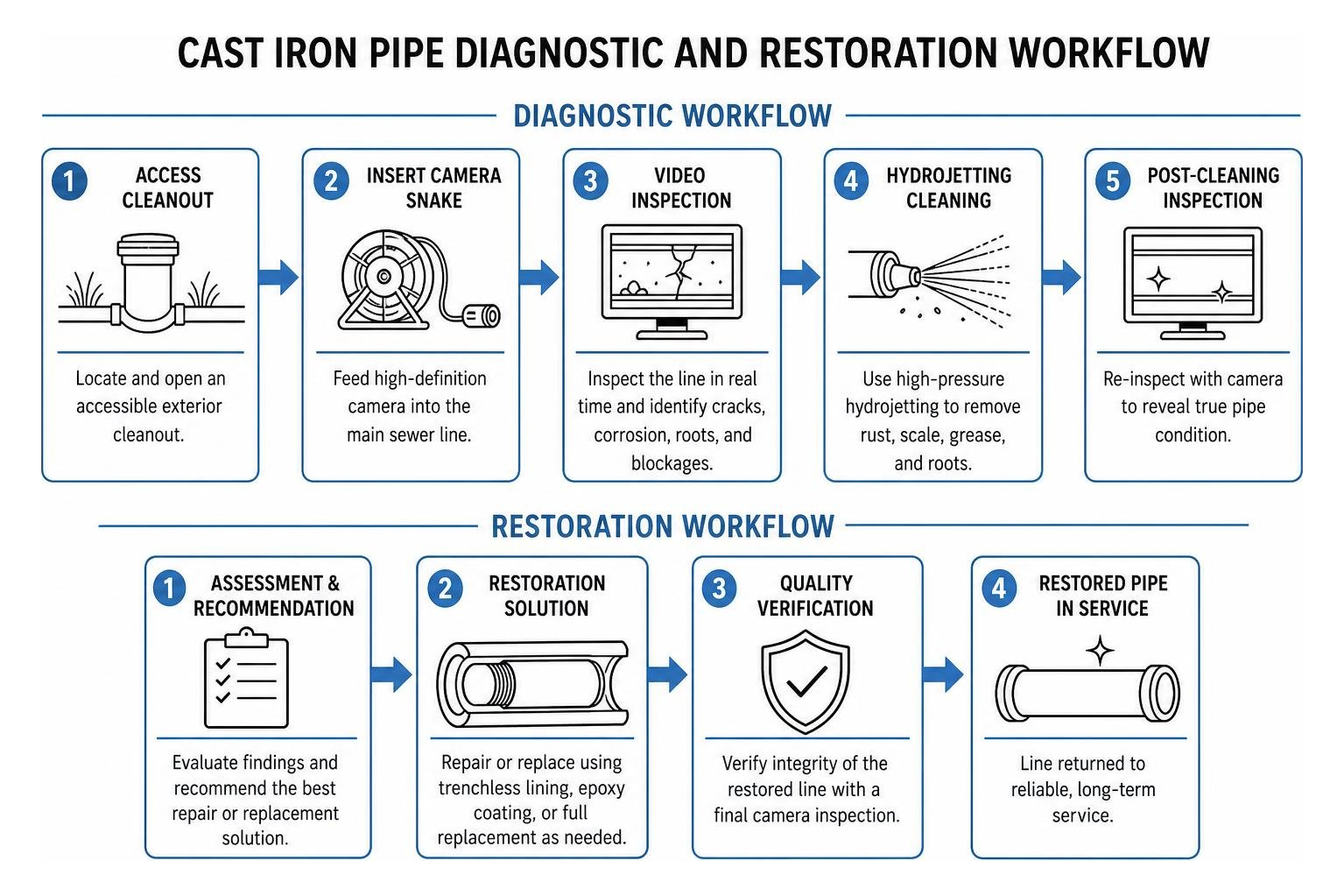 cast iron pipe diagnostic and restoration workflow cast iron pipe diagnostic and restoration workflow