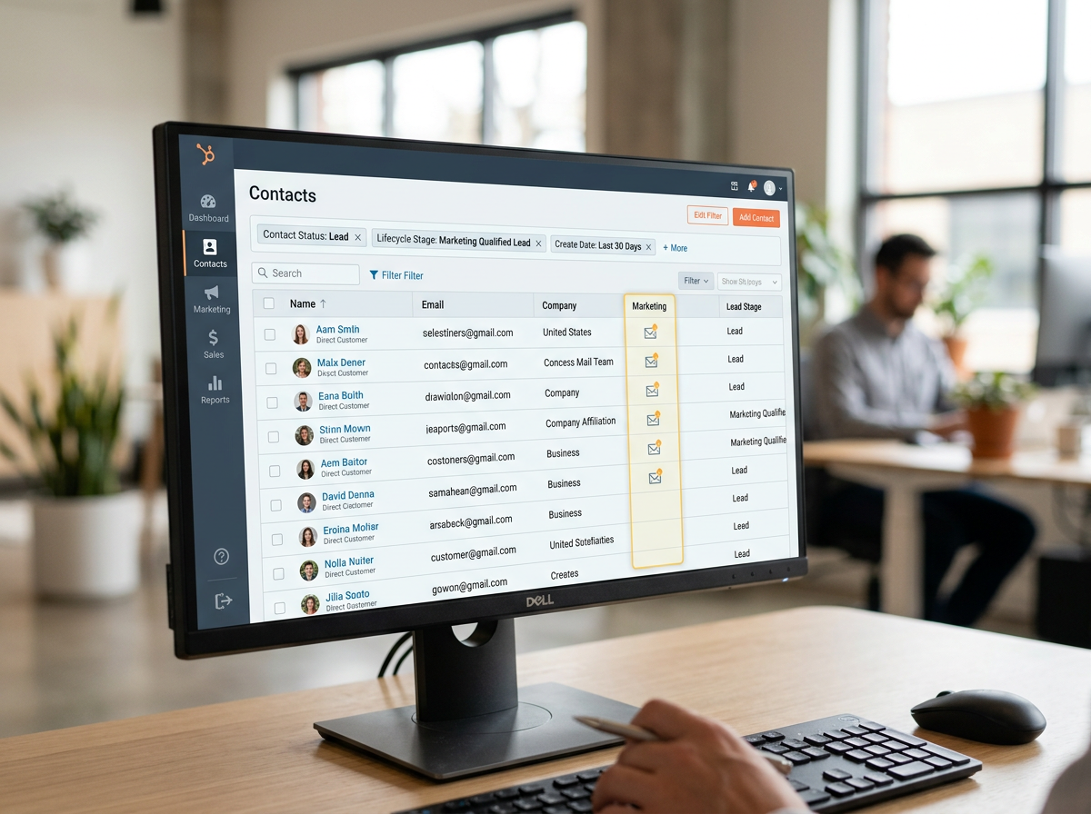 A segmented contact list inside HubSpot optimized for direct mail delivery A segmented contact list inside HubSpot optimized for direct mail delivery