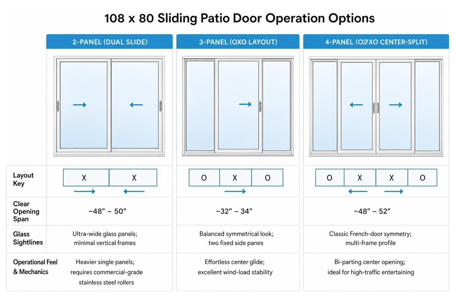 comparison of 2-panel, 3-panel, and 4-panel sliding patio door operation comparison of 2-panel, 3-panel, and 4-panel sliding patio door operation