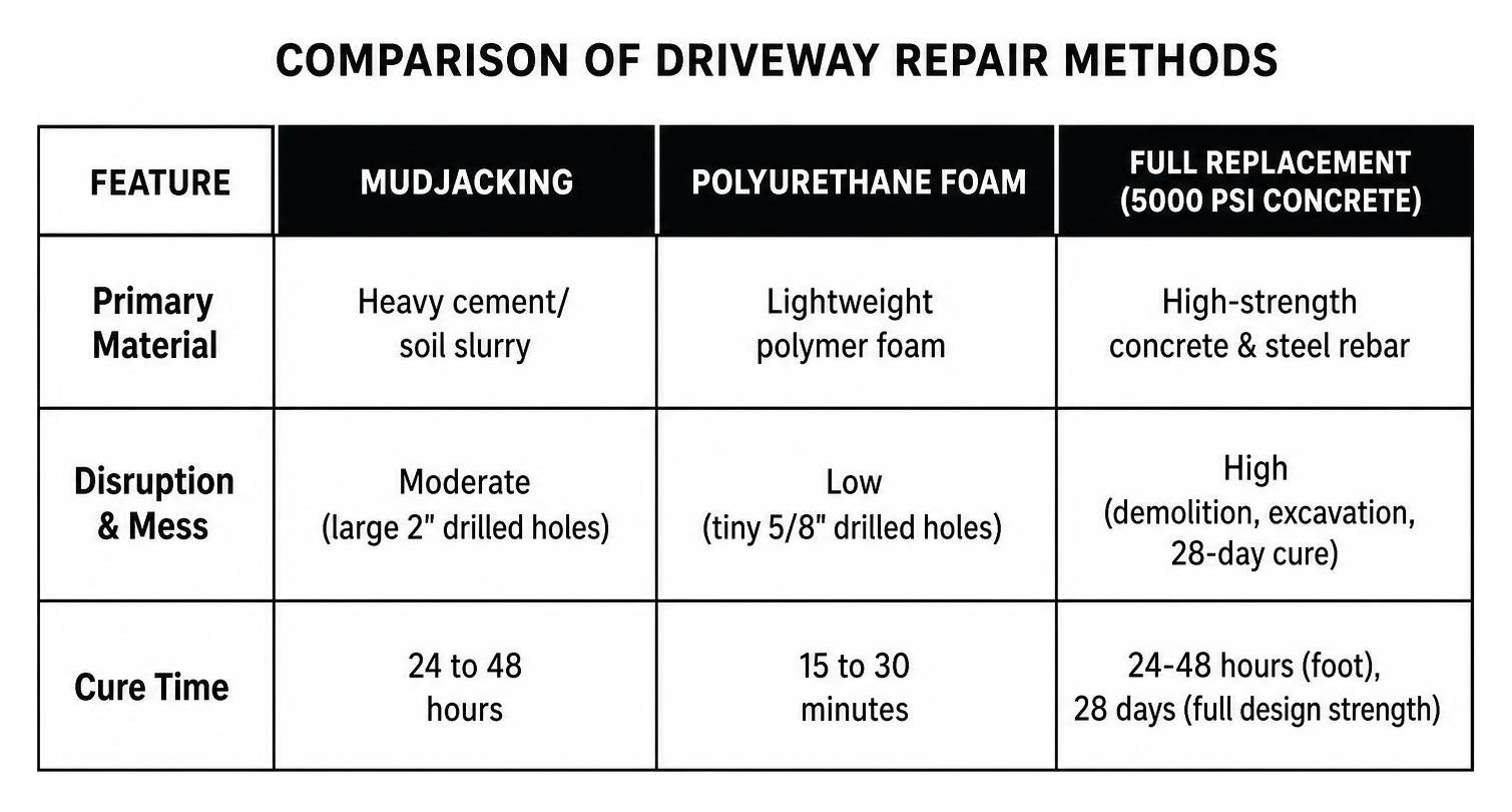 Comparison of driveway repair methods