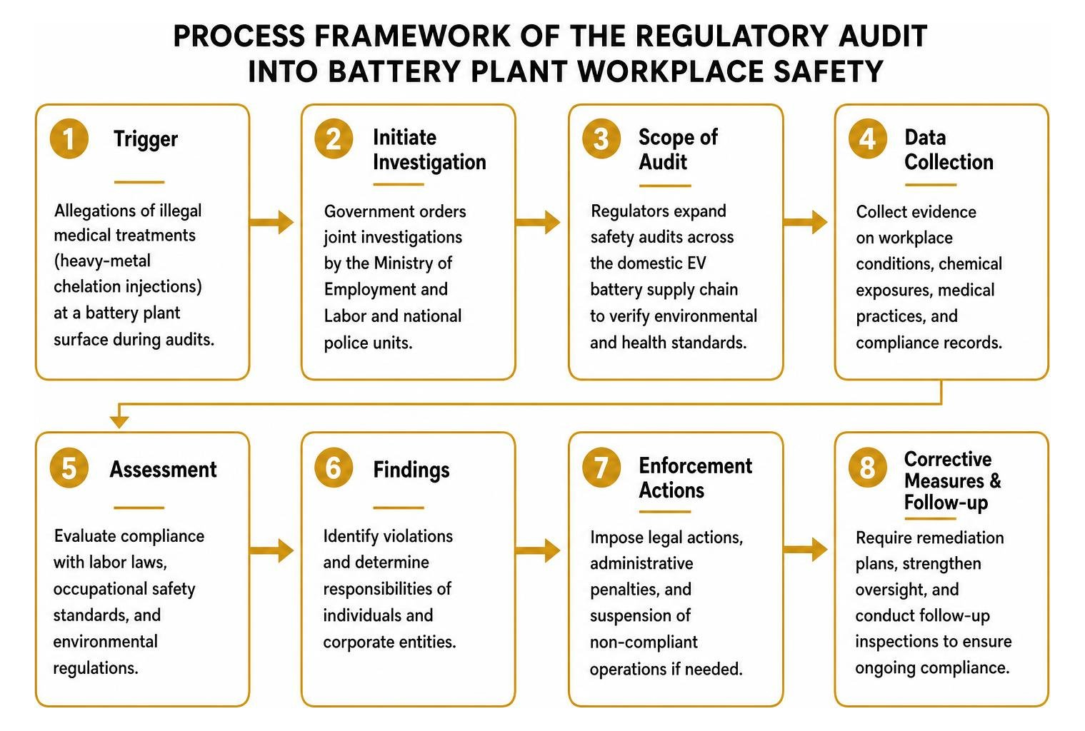 Process framework of the regulatory audit into battery plant workplace safety Process framework of the regulatory audit into battery plant workplace safety