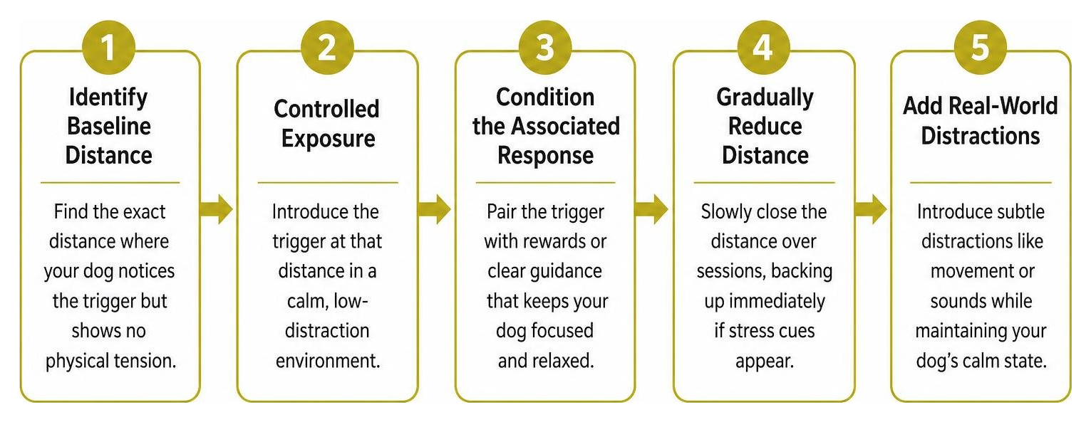 Step by step desensitization and counterconditioning process