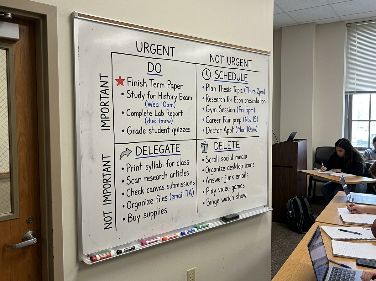The Eisenhower Urgency-Importance Matrix showing four quadrants: Do, Schedule, Delegate, and Delete - time management ppt The Eisenhower Urgency-Importance Matrix showing four quadrants: Do, Schedule, Delegate, and Delete - time management ppt