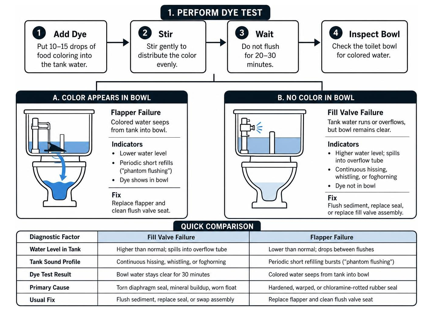 toilet diagnosis sequence