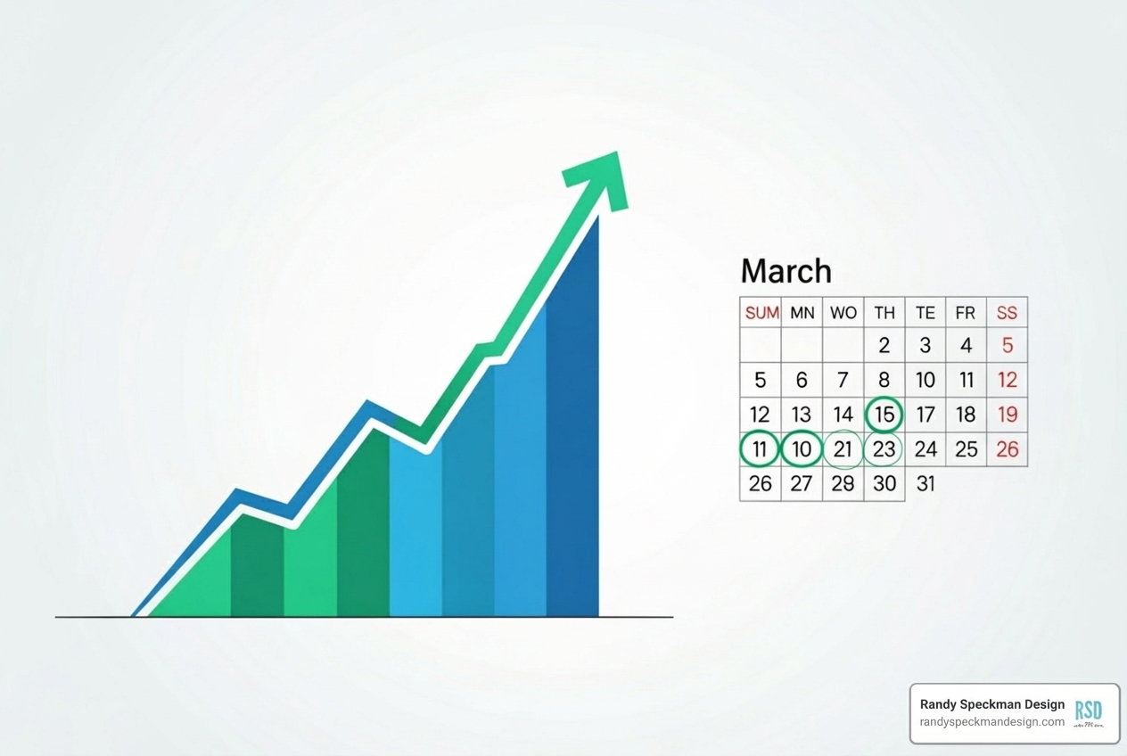 upward growth chart with calendar - kennewick seo company