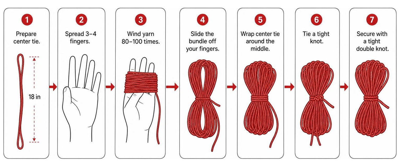 step-by-step diagram of making a pom pom using the finger winding method step-by-step diagram of making a pom pom using the finger winding method