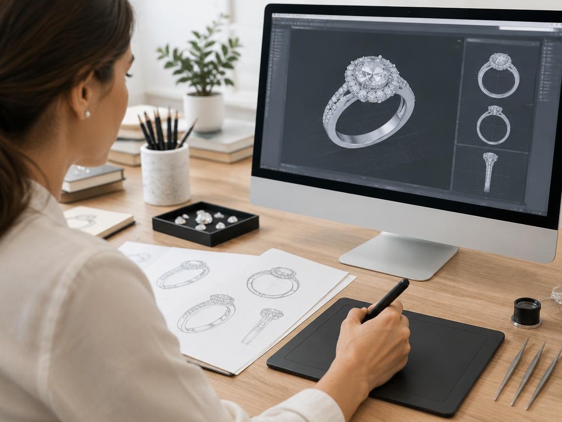 Custom jewelry design rendering process