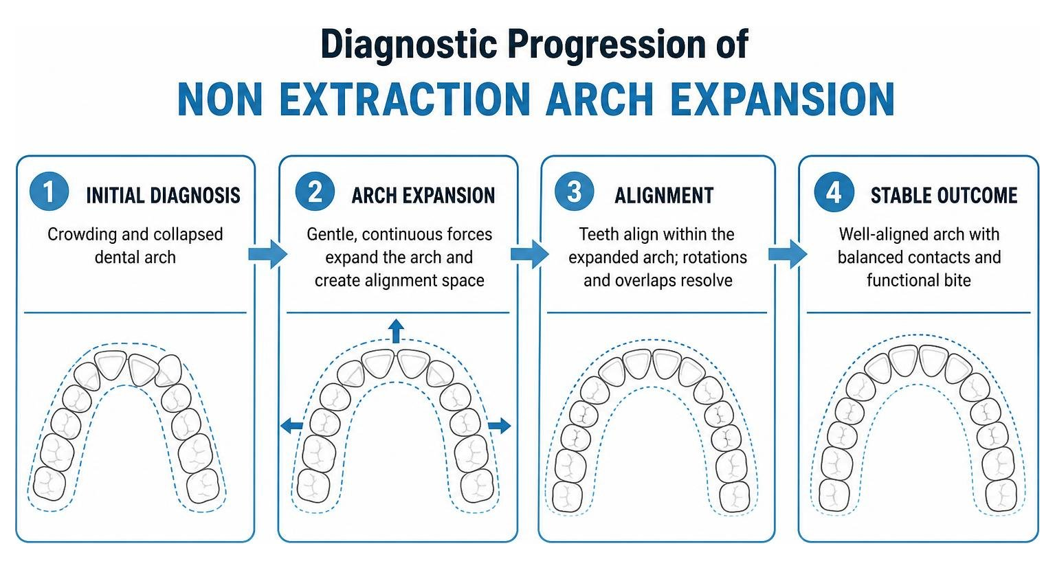 Diagnostic progression of non extraction arch expansion Diagnostic progression of non extraction arch expansion