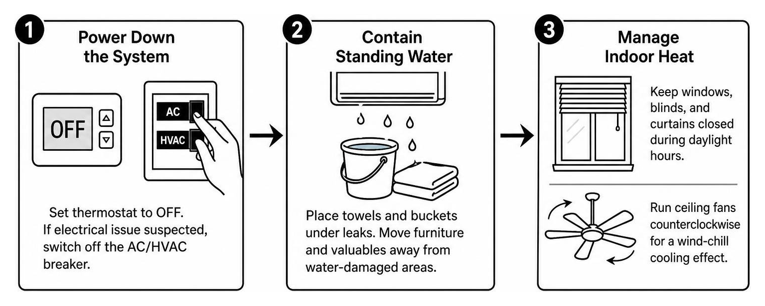 Step-by-step home emergency actions while waiting for AC technician