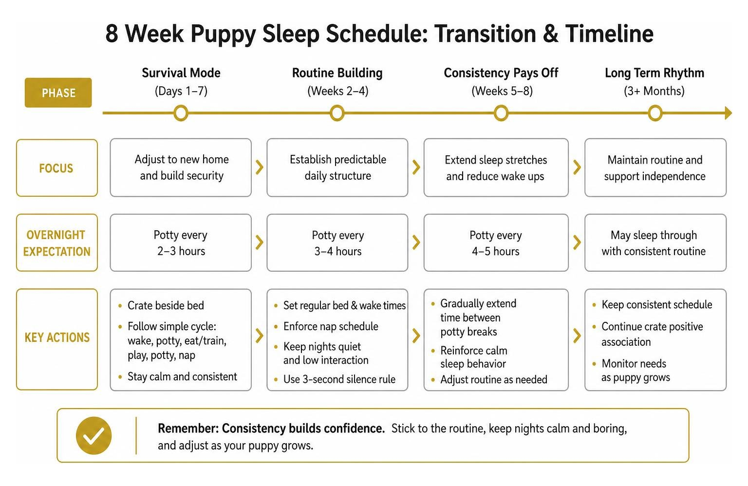 puppy sleep routine transition and timeline progression