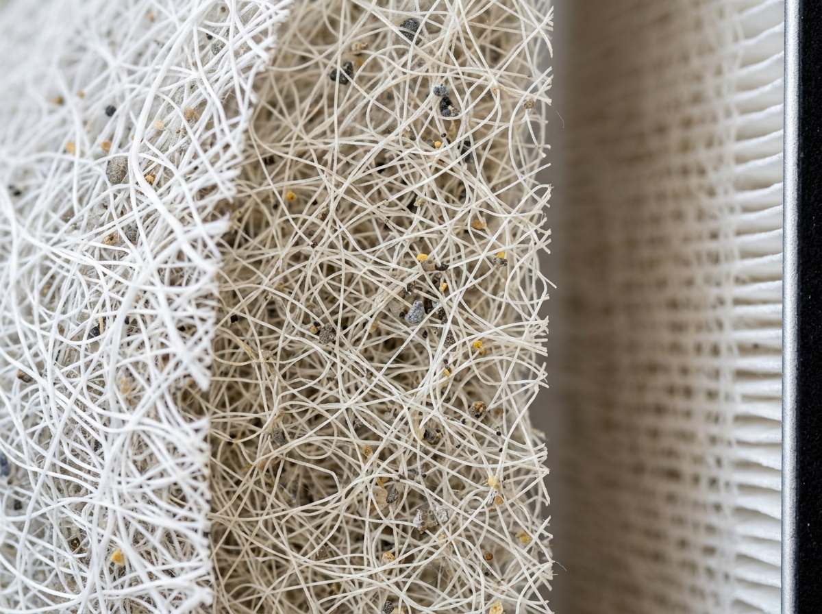 layers of a high-efficiency HEPA filter capturing particles - energy efficient air purifiers layers of a high-efficiency HEPA filter capturing particles - energy efficient air purifiers