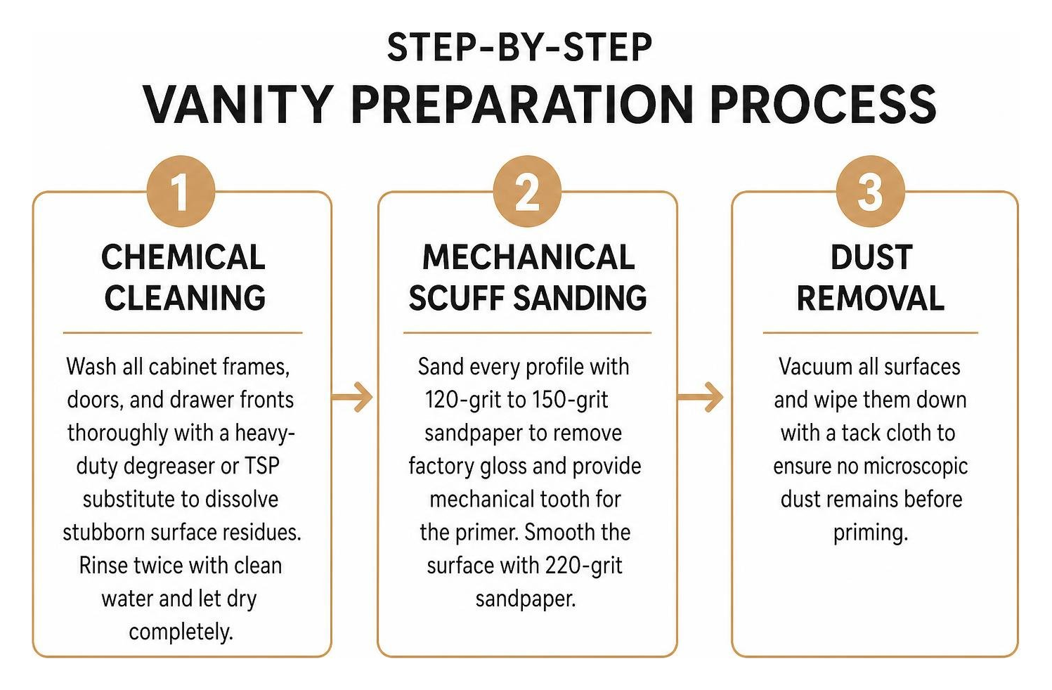 step by step vanity preparation process