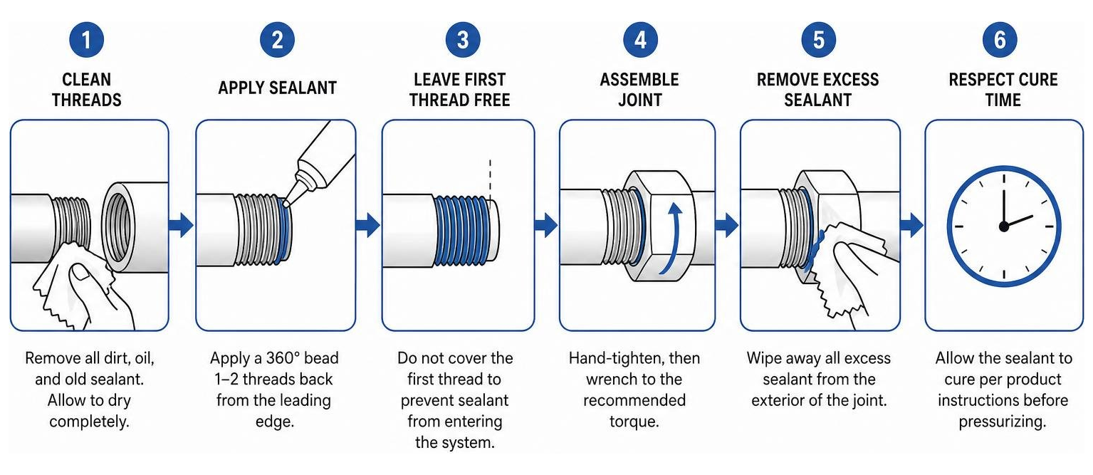 diagram of correct thread sealant application process sequence diagram of correct thread sealant application process sequence