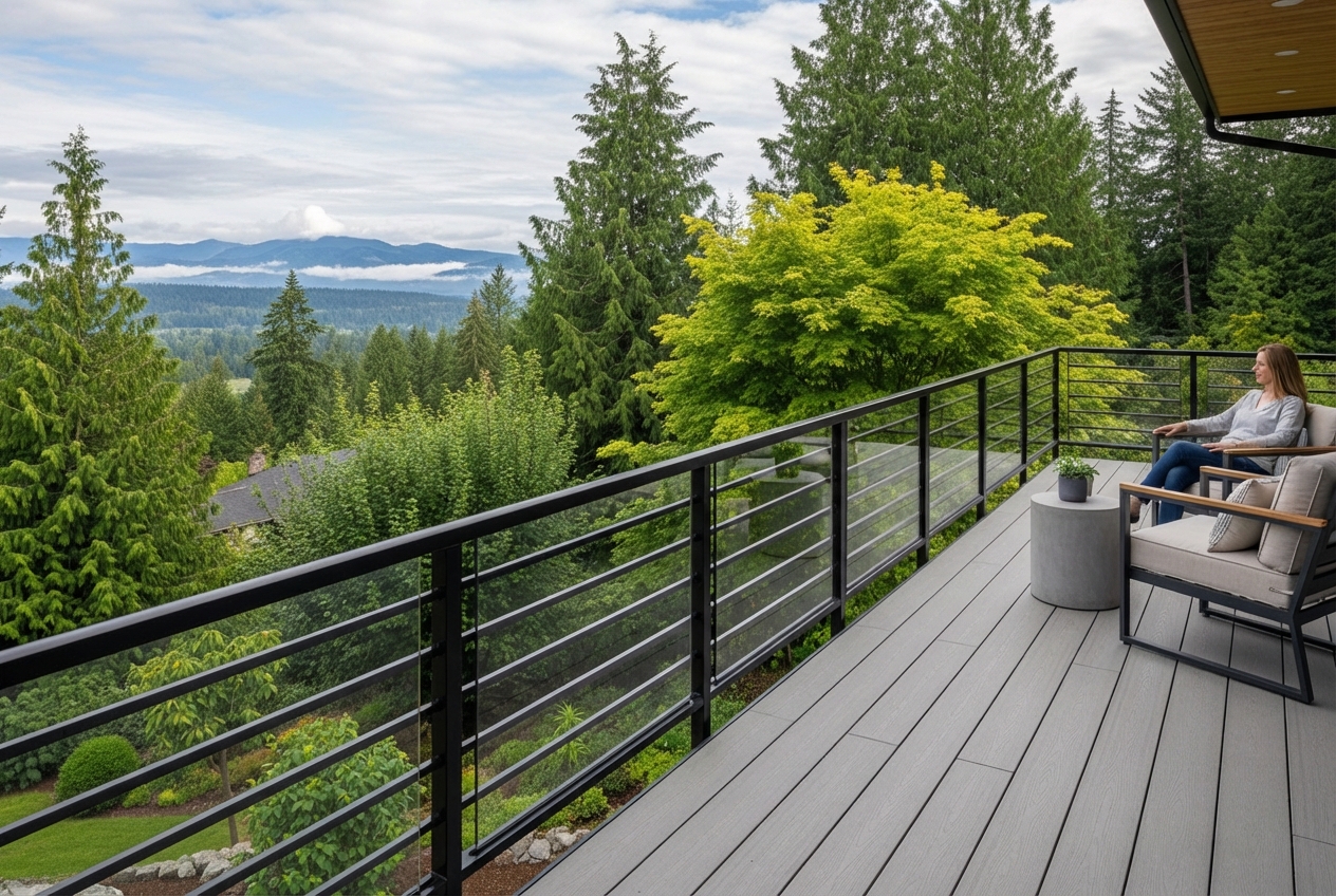 Infographic showing the four key benefits of professional balcony installation: Improved Safety through code-compliant railings and structural engineering, Code Compliance with proper permits and inspections, Increased Home Value from quality materials and expert craftsmanship, and Long-Term Durability using weather-resistant materials designed for the Pacific Northwest climate - balconies contractors in beaverton, or Infographic showing the four key benefits of professional balcony installation: Improved Safety through code-compliant railings and structural engineering, Code Compliance with proper permits and inspections, Increased Home Value from quality materials and expert craftsmanship, and Long-Term Durability using weather-resistant materials designed for the Pacific Northwest climate - balconies contractors in beaverton, or