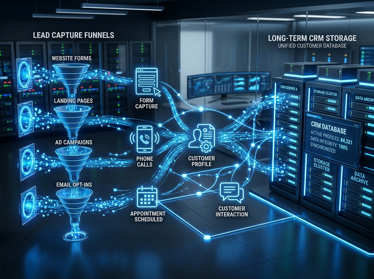 A unified digital ecosystem connecting lead capture to long-term CRM storage - crm vs lead management A unified digital ecosystem connecting lead capture to long-term CRM storage - crm vs lead management