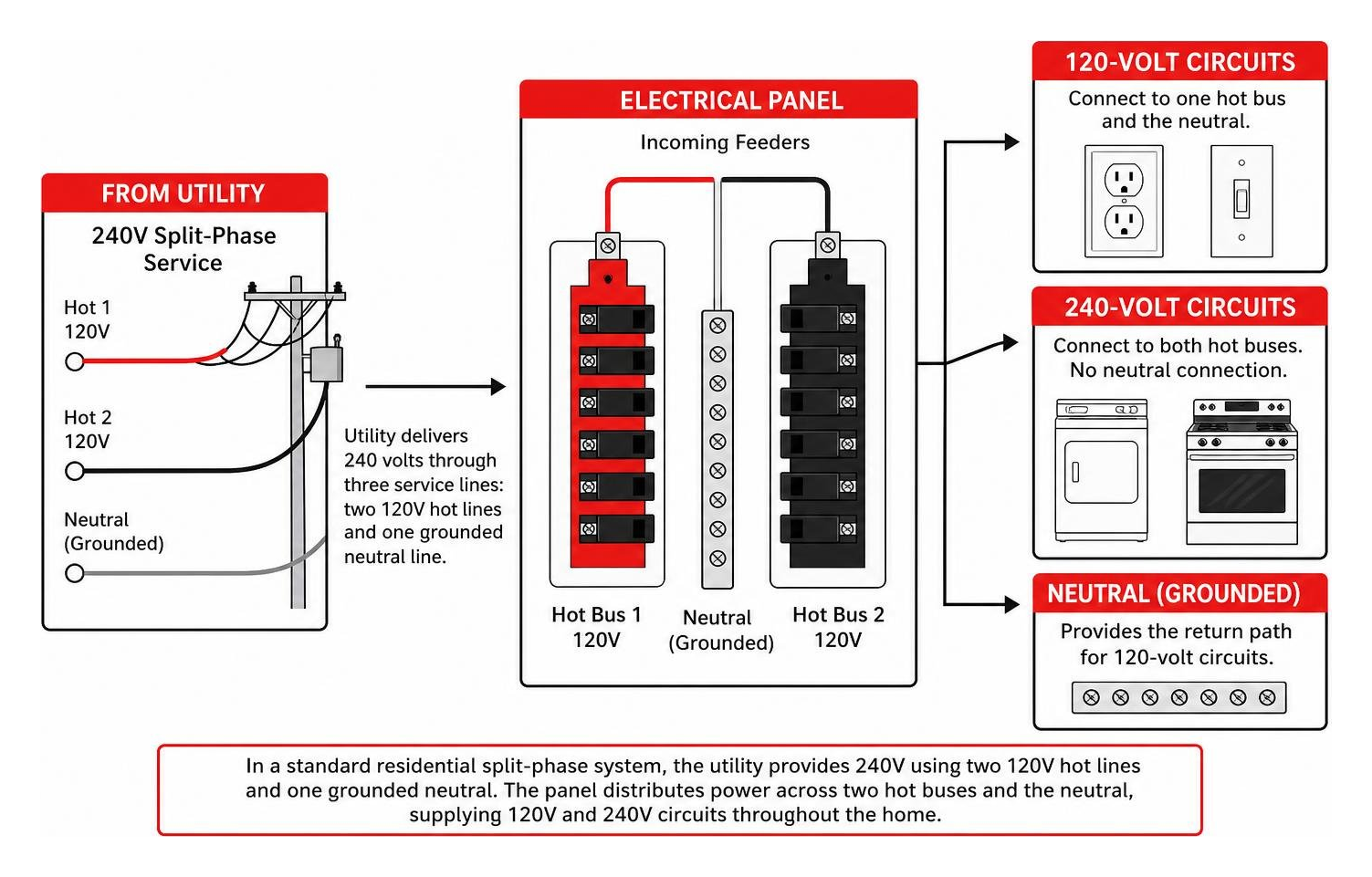 Residential split phase power flow diagram Residential split phase power flow diagram