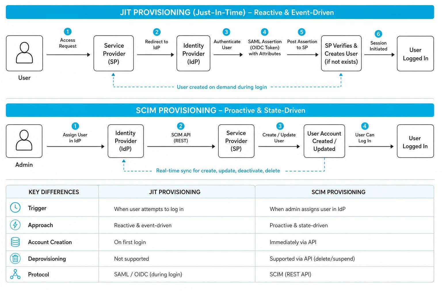 JIT vs SCIM workflow comparison JIT vs SCIM workflow comparison